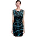 Cyan and black warped lines Classic Sleeveless Midi Dress View1