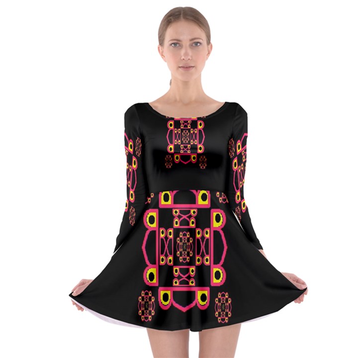 LETTER R Long Sleeve Skater Dress