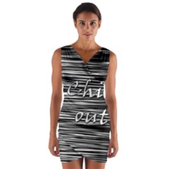 Black An White  chill Out  Wrap Front Bodycon Dress