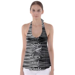 I Love Black And White Babydoll Tankini Top by Valentinaart