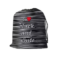 I Love Black And White 2 Drawstring Pouches (extra Large) by Valentinaart