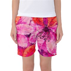 Geometric Magenta Garden Women s Basketball Shorts