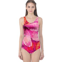 Geometric Magenta Garden One Piece Swimsuit by DanaeStudio