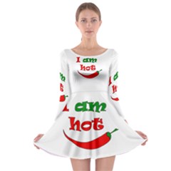 I Am Hot  Long Sleeve Skater Dress by Valentinaart