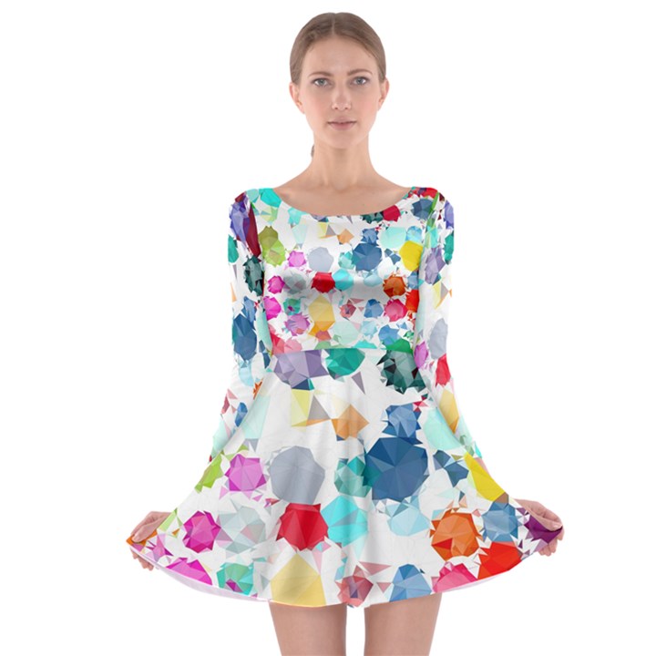 Colorful Diamonds Dream Long Sleeve Skater Dress