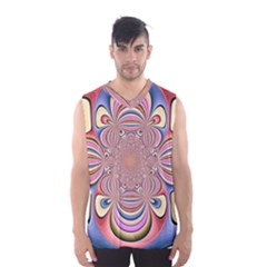 Pastel Shades Ornamental Flower Men s Basketball Tank Top by designworld65