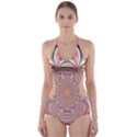 Pastel Shades Ornamental Flower Cut-Out One Piece Swimsuit View1