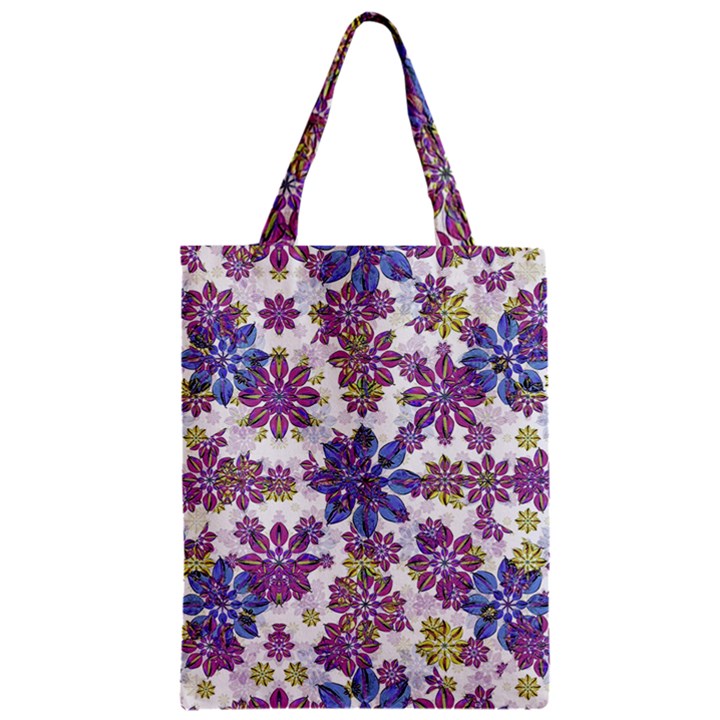 Stylized Floral Ornate Pattern Zipper Classic Tote Bag