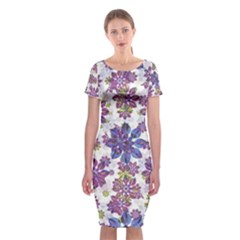 Stylized Floral Ornate Classic Short Sleeve Midi Dress by dflcprintsclothing