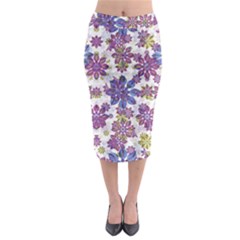 Stylized Floral Ornate Midi Pencil Skirt