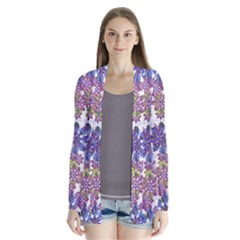 Stylized Floral Ornate Drape Collar Cardigan