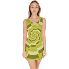 Crazy Dart Green Gold Spiral Sleeveless Bodycon Dress by designworld65