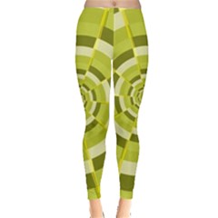 Crazy Dart Green Gold Spiral Leggings  by designworld65