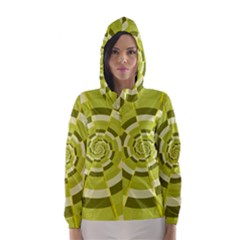 Crazy Dart Green Gold Spiral Hooded Wind Breaker (women)