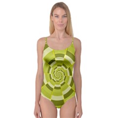 Crazy Dart Green Gold Spiral Camisole Leotard  by designworld65