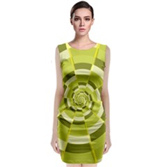 Crazy Dart Green Gold Spiral Classic Sleeveless Midi Dress by designworld65