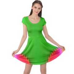 Colorful Abstract Butterfly With Flower  Cap Sleeve Dresses