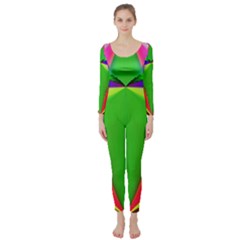 Colorful Abstract Butterfly With Flower  Long Sleeve Catsuit