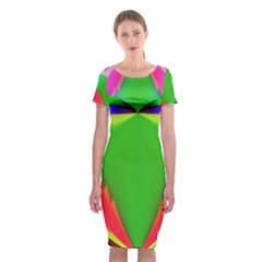 Colorful Abstract Butterfly With Flower  Classic Short Sleeve Midi Dress by designworld65