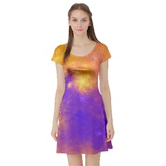 Colorful Universe Short Sleeve Skater Dress by designworld65