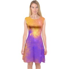 Colorful Universe Capsleeve Midi Dress by designworld65