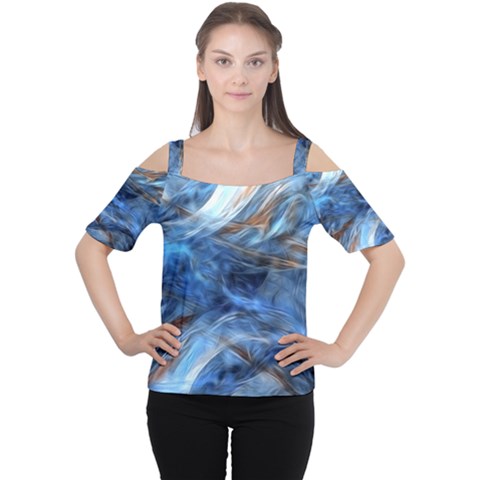 Blue Colorful Abstract Design  Women s Cutout Shoulder Tee by designworld65