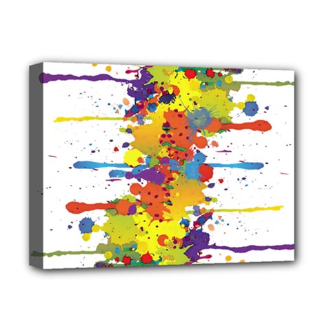 Crazy Multicolored Double Running Splashes Deluxe Canvas 16  X 12  