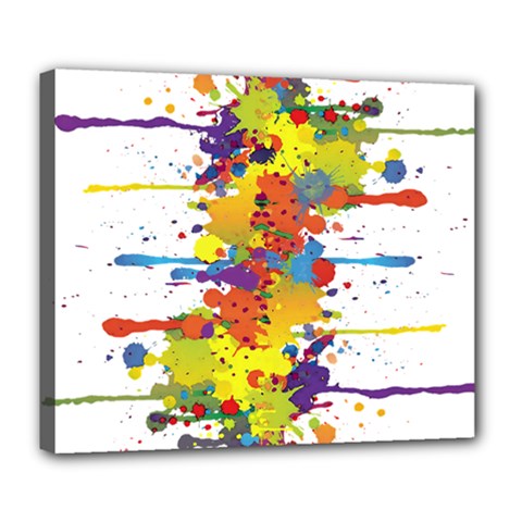 Crazy Multicolored Double Running Splashes Deluxe Canvas 24  X 20   by EDDArt