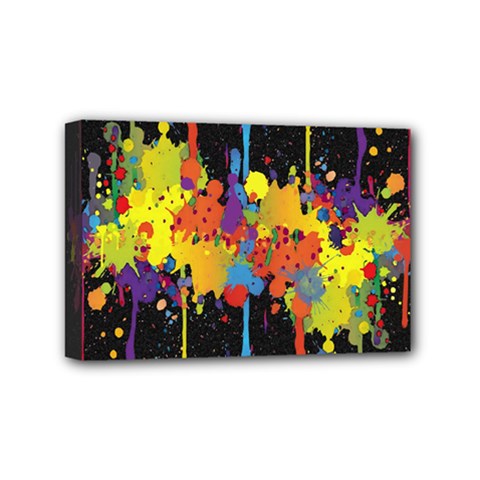 Crazy Multicolored Double Running Splashes Horizon Mini Canvas 6  X 4  by EDDArt