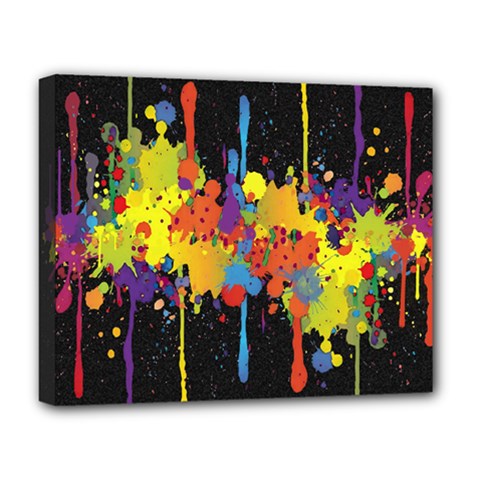 Crazy Multicolored Double Running Splashes Horizon Deluxe Canvas 20  X 16   by EDDArt