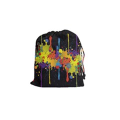 Crazy Multicolored Double Running Splashes Horizon Drawstring Pouches (small)  by EDDArt