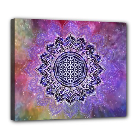 Flower Of Life Indian Ornaments Mandala Universe Deluxe Canvas 24  X 20   by EDDArt