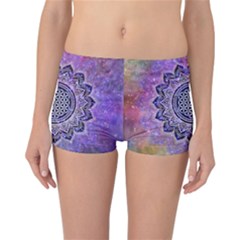 Flower Of Life Indian Ornaments Mandala Universe Reversible Boyleg Bikini Bottoms by EDDArt