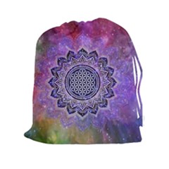 Flower Of Life Indian Ornaments Mandala Universe Drawstring Pouches (xxl)