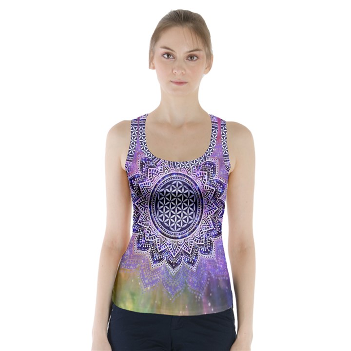 Flower Of Life Indian Ornaments Mandala Universe Racer Back Sports Top