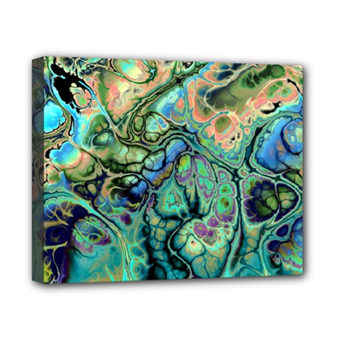 Fractal Batik Art Teal Turquoise Salmon Canvas 10  X 8  by EDDArt