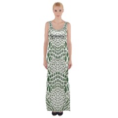 Green Snake Texture Maxi Thigh Split Dress