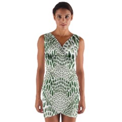 Green Snake Texture Wrap Front Bodycon Dress by LetsDanceHaveFun