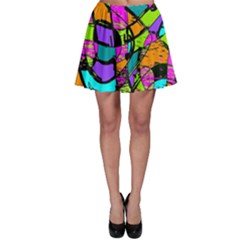 Abstract Sketch Art Squiggly Loops Multicolored Skater Skirt