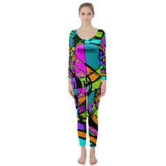 Abstract Sketch Art Squiggly Loops Multicolored Long Sleeve Catsuit by EDDArt