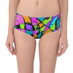 Abstract Sketch Art Squiggly Loops Multicolored Mid-waist Bikini Bottoms by EDDArt