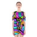 Abstract Sketch Art Squiggly Loops Multicolored Cutout Shoulder Dress View1