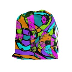 Abstract Sketch Art Squiggly Loops Multicolored Drawstring Pouches (extra Large)