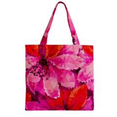 Geometric Magenta Garden Zipper Grocery Tote Bag by DanaeStudio