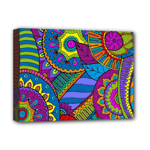 Pop Art Paisley Flowers Ornaments Multicolored Deluxe Canvas 16  X 12   by EDDArt