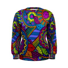 Pop Art Paisley Flowers Ornaments Multicolored Women s Sweatshirt