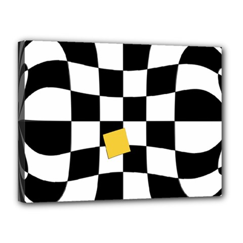 Dropout Yellow Black And White Distorted Check Canvas 16  X 12  by designworld65