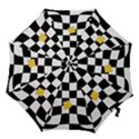 Dropout Yellow Black And White Distorted Check Hook Handle Umbrellas (Small) View1