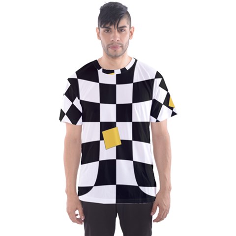 Dropout Yellow Black And White Distorted Check Men s Sport Mesh Tee by designworld65