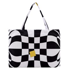 Dropout Yellow Black And White Distorted Check Medium Zipper Tote Bag by designworld65